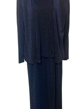 Alex Evenings Navy Sparkle Evening Dress and Jacket Set